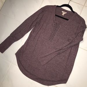 Purple lace up sweater